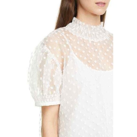 Birgitte Herskind Grace Swiss Dot Blouse White Size 40 - Picture 6 of 7